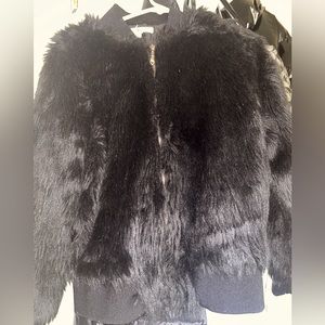 FURRY BLACK DRESS ZIP UP JACKET🖤